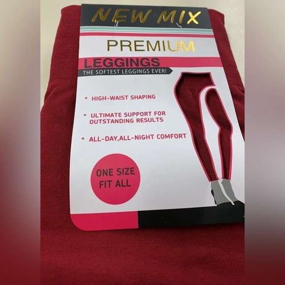 New Mix Premium Fleece Leggings In Crimson Red - Picture 3 of 6